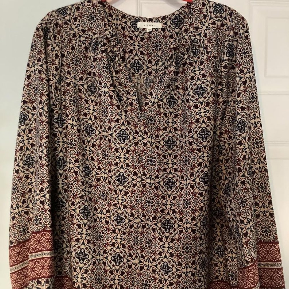 PLEIONE L/S PRINT BLOUSE
